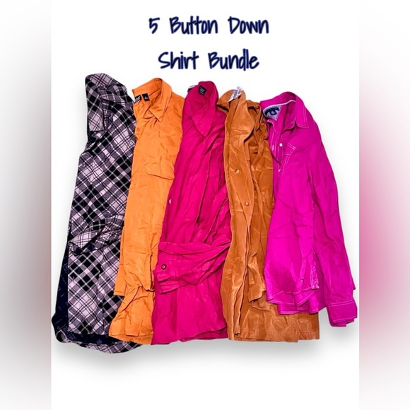 EUC - Designer labels 5 button down shirt bundle - Size Large - Picture 1 of 1